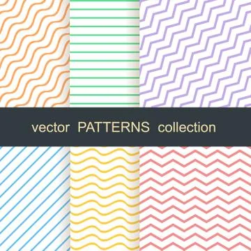 Collection of geometric minimal lines pattern for design, stock vector illust Stock Illustration