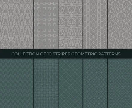 Collection of geometric minimalistic patterns. Linear ornament decoration. .. Stock Illustration