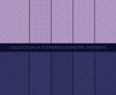 Collection of geometric minimalistic patterns. Linear ornament decoration. .. Illustrazione stock