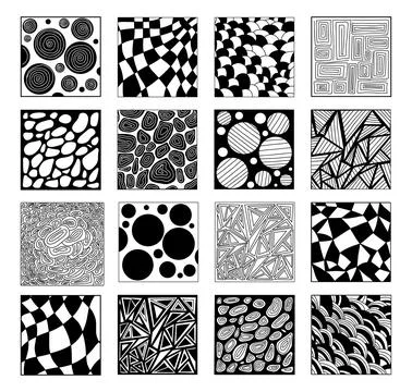Collection geometric modern patterns backgrounds doodles. Vector illustrati.. Illustrazione stock