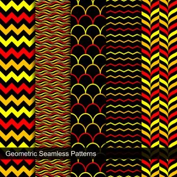 Collection of geometric seamless patterns. 库存插图