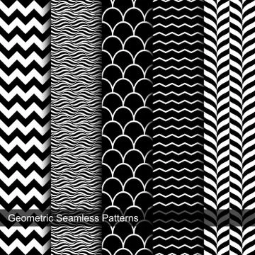 Collection of geometric seamless patterns. Ilustração Stock