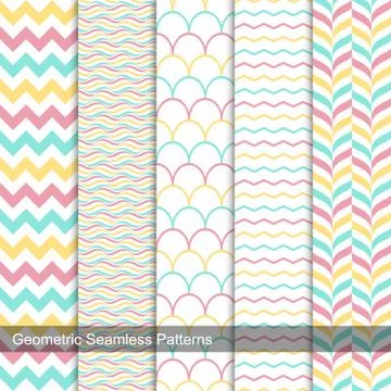 Collection of geometric seamless patterns. Illustrazione stock