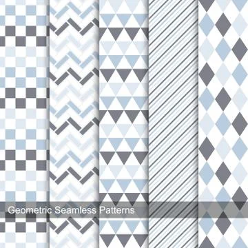 Collection of geometric seamless patterns. Illustrazione stock