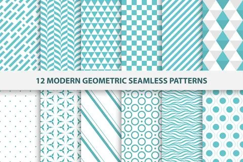 Collection of geometric seamless patterns. Stock Illustration