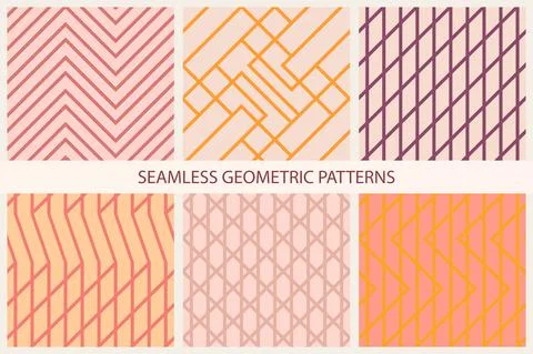 Collection of geometric seamless striped patterns. Vector colorful linear 스톡 일러스트