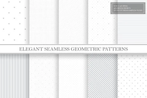 Collection of geometric simple seamless vector patterns - gray dotted and イラスト素材