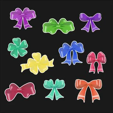 Collection of gift bow stickers Stock Illustration