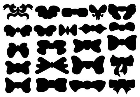 Collection of gift bows flat vector illustration. Silhouette of knots for Stock Illustration