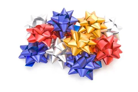 Collection of gift bows isolated on white background. Stock Photos