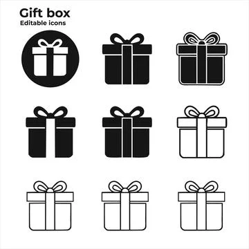 Collection of gift box icons in various styles and colors vector Stock Illustration