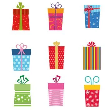 Collection of gift boxes Stock Illustration