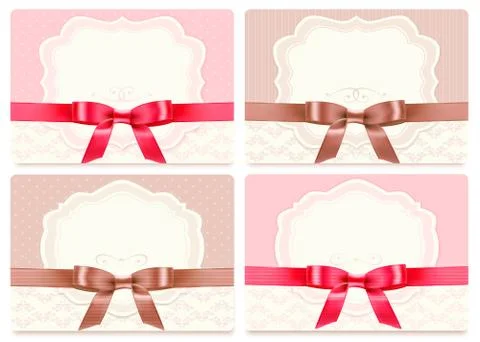 Collection of gift cards with ribbons. vector background Illustrazione stock
