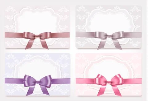 Collection of gift cards with ribbons. vector background Stock Illustration