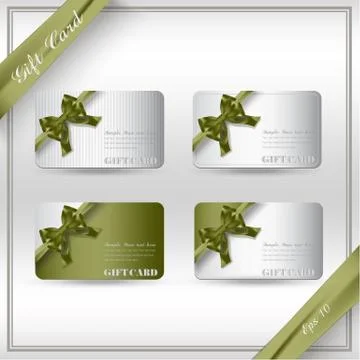Collection of gift cards with ribbons. Vector background Illustrazione stock