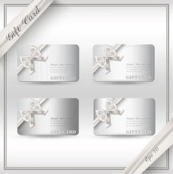 Collection of gift cards with ribbons. Vector background Stock Illustration