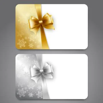 Collection of gift cards with ribbons. Vector background Stock Illustration