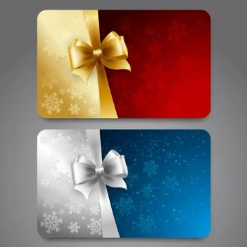 Collection of gift cards with ribbons. Vector background Stock Illustration