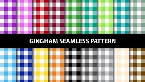 Collection of gingham tablecloth vector seamless pattern 스톡 일러스트