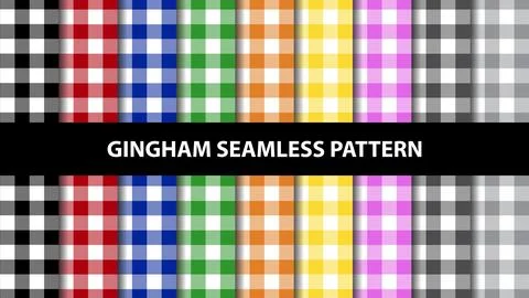 Collection of gingham tablecloth vector seamless pattern 스톡 일러스트
