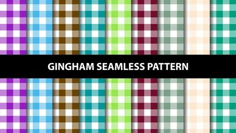 Collection of gingham tablecloth vector seamless pattern Stock Illustration