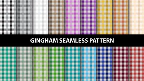 Collection of gingham tablecloth vector seamless pattern Stock Illustration