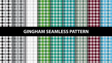 Collection of gingham tablecloth vector seamless pattern Illustrazione stock