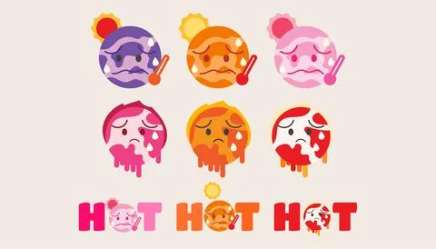 Collection Global warming increase temperature earth with thermometer. set .. Illustrazione stock