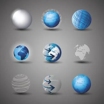 Collection Of Globe Designs Stock Illustration