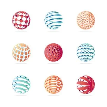 Collection of globe logo elements Stock Illustration