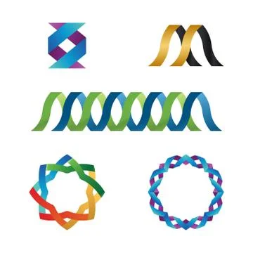 Collection of glossy ribbon template vector Stock Illustration