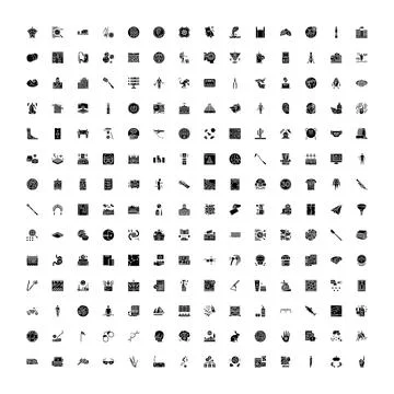 Collection of glyph black and white icons for interface Illustrazione stock