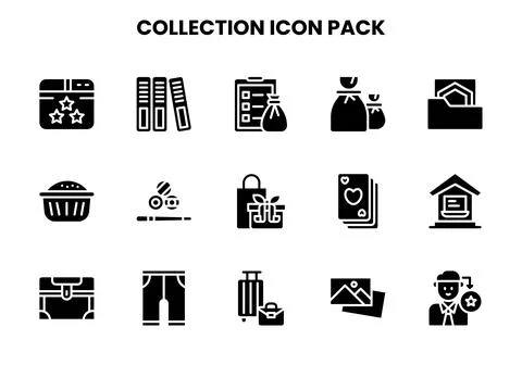 Collection Glyph Bundle Icons Pack 库存插图