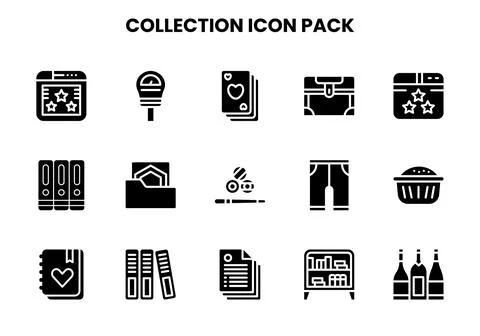 Collection Glyph Design Icons Pack Stock Illustration