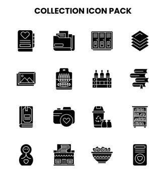 Collection Glyph Graphics Icons Pack Stock Illustration