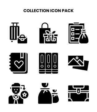 Collection Glyph Graphics Icons Pack Illustrazione stock