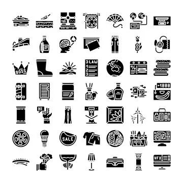 Collection of glyph icons representing various concepts Illustrazione stock