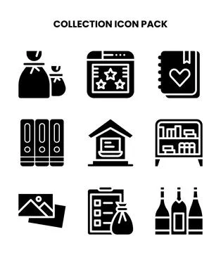 Collection Glyph Scalable Icons Pack Stock Illustration