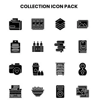 Collection Glyph Set Icons Pack Stock Illustration
