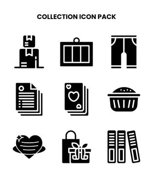 Collection Glyph UI Icons Pack Stock Illustration