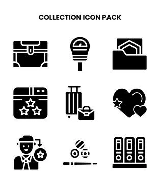 Collection Glyph UI Icons Pack Stockillustratie