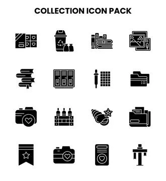 Collection Glyph UI Icons Pack Stock Illustration
