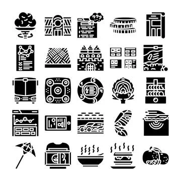 Collection of glyphs outlining diverse user interface concepts Illustrazione stock