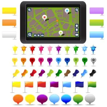 Collection gps navigation elements Stock Illustration