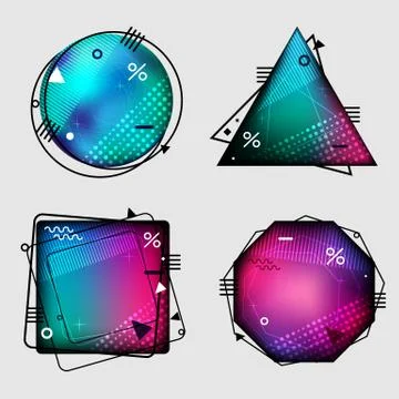 Collection gradient backgrounds of the geometric forms. Stock Illustration