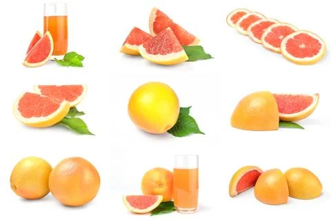 Collection of grapefruit isolated on a white background with clipping path Foto stock