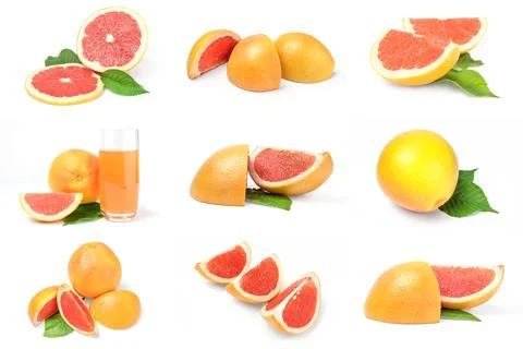 Collection of grapefruit on a white background clipping path Foto stock