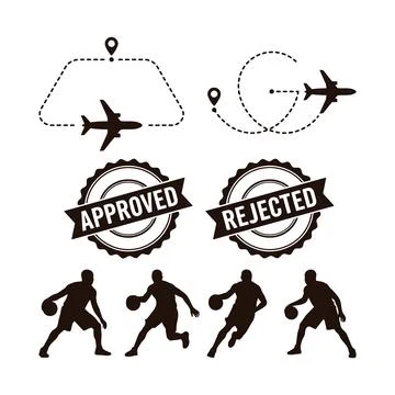 Collection of graphic elements featuring airplanes with travel routes and l.. Stock Illustration