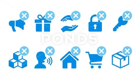 Collection of graphic icons with cross marks representing prohibition transp Template PSD