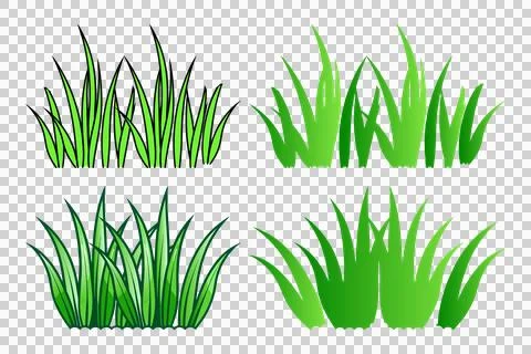 Collection of grass vector illustrations in flat style, green grass icon Illustrazione stock